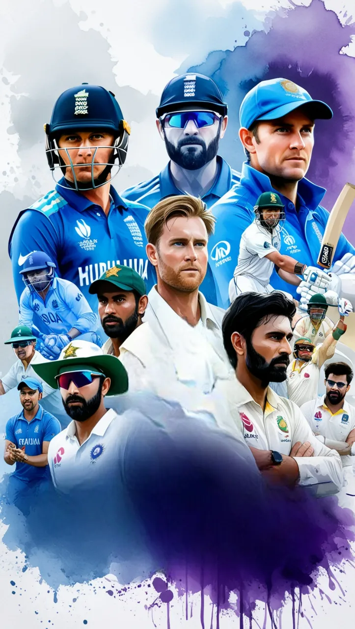 Cricket artwork representing international cricket coverage on HoomTV