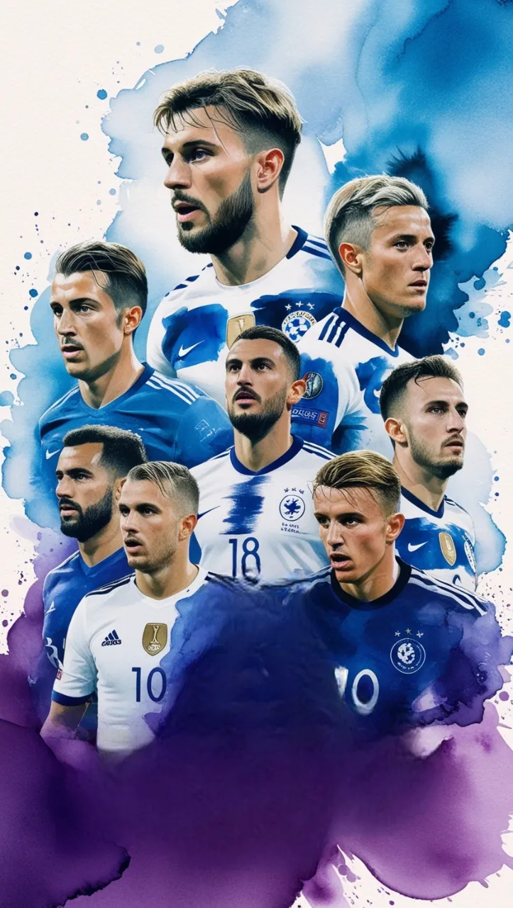 Stylized artwork of soccer players representing the live sport HoomTV carries